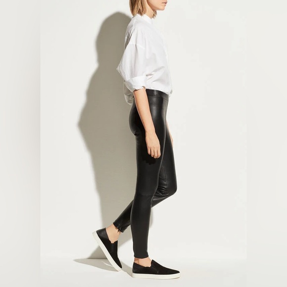 EUC Vince Leather Zip Leggings | Black | Size Medium - Picture 2 of 16